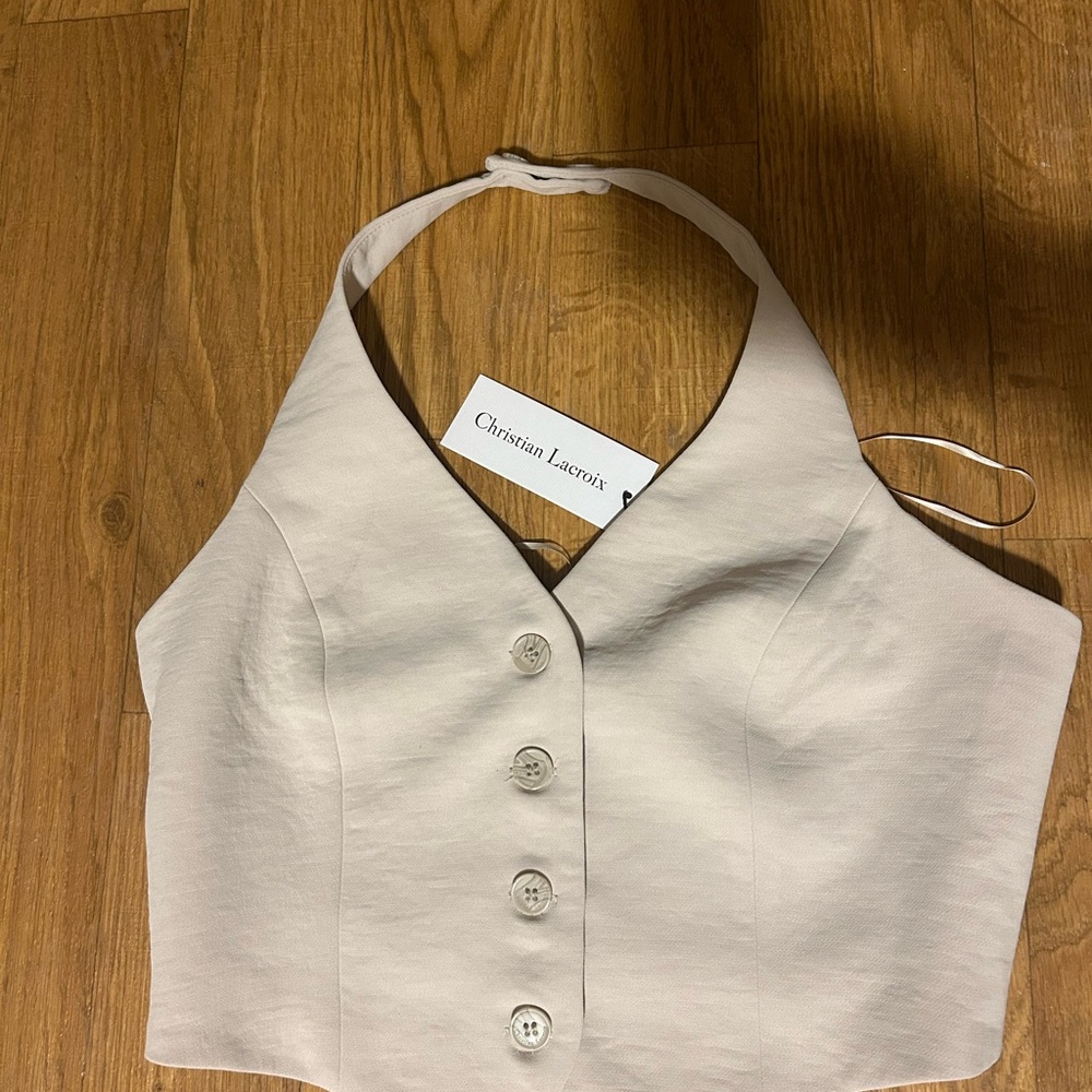 Christian Lacroix Ivory Buttoned Crop Top
